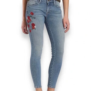 MAVI Adriana Skinny Ankle Jeans Mid Rise With‎ Floral Embroidery Size 25 | EUC